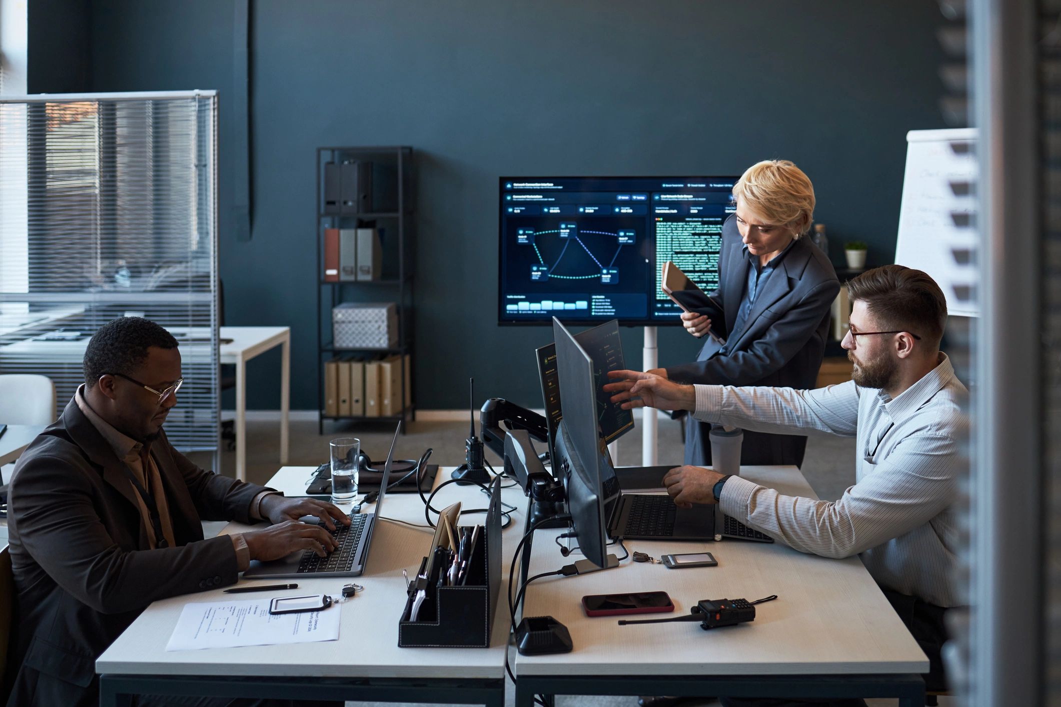 Business team collaborating in a modern office